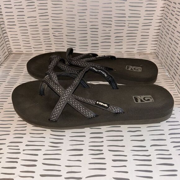 Teva Gray Olowahu Womens‎ Mush Flip Flop Sandals Slides Size 9 Beach Festival - Picture 2 of 9
